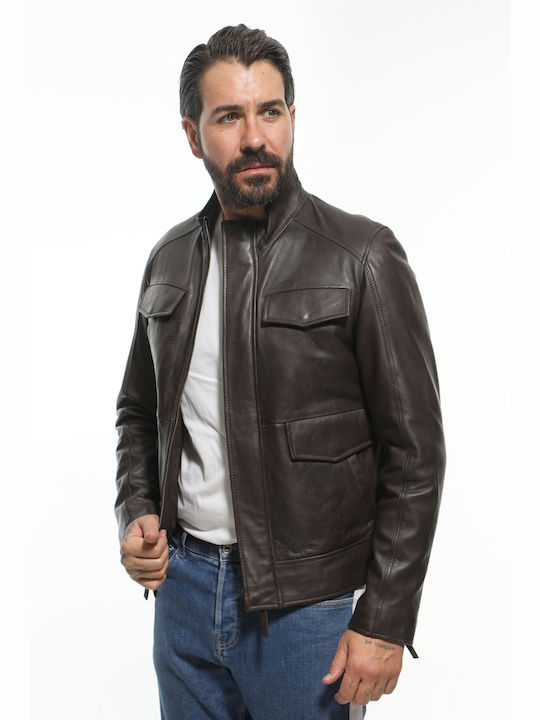 Newton Leather Men's Winter Leather Jacket Coffee