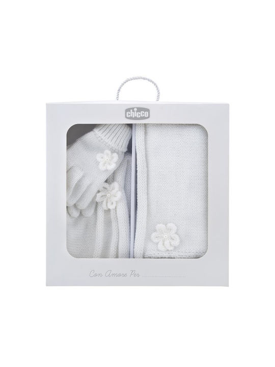 Chicco Kids Beanie Set with Scarf & Gloves Knitted White