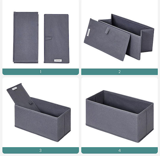 Songmics Stoff Aufbewahrungsbox für Krawatten / Unterwäsche / Gürtel / Socken in Gray Farbe 6Stück