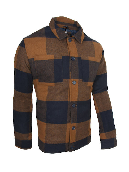 Jack & Jones Men's Winter Jacket Brown Plaid