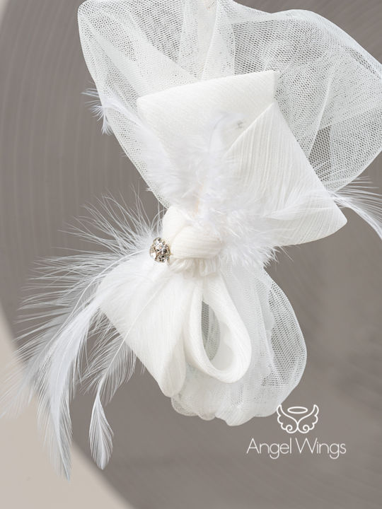 Angel Wings White Baptism Clothes Set with Hair Accessories and Lace Dress 2 Pieces