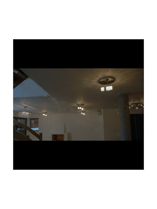 DITS Lighting Πλαφονιέρα Οροφής Χρυσή με Κρύσταλλα