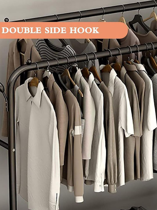 Wheeled Floor Garment Rack made of Metal Black 162x58x112cm