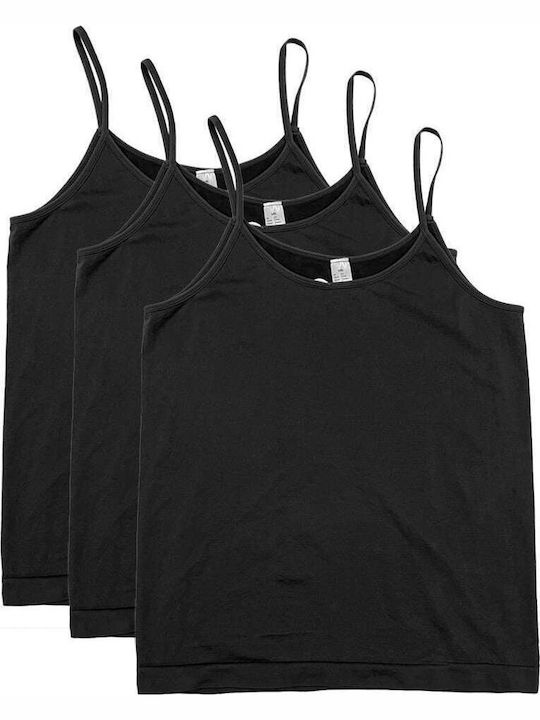 Γυναικεία Φανελάκια Μαύρο με Τιράντα 3Pack