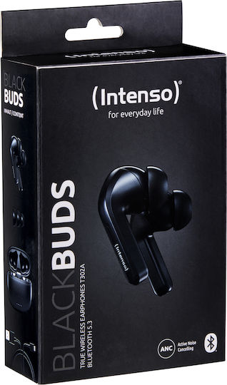 Intenso Black Buds T300a Bluetooth Handsfree Căști cu Carcasă de Încărcare Negru