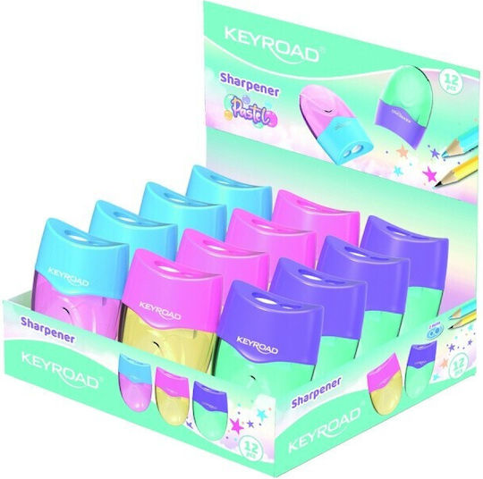 Keyroad Πλαστική Διπλή Ξύστρα (Διάφορα Χρώματα) 1τμχ