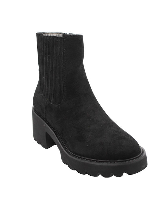 Plato Wildleder Damen Chelsea Stiefeletten Schwarz