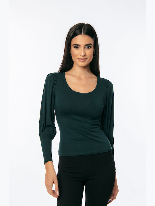 Lipsy London Damen Bluse Langärmelig Green