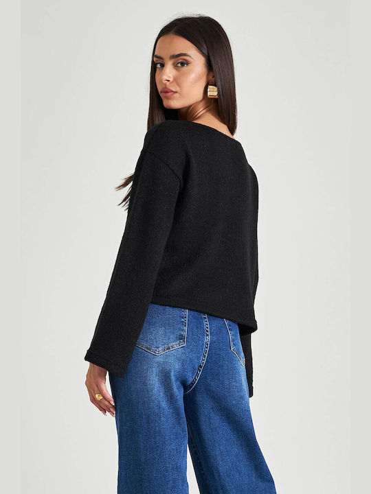 Cento Fashion Women's Long Sleeve Sweater black
