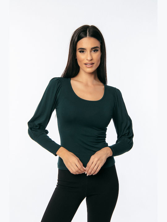 Γυναικεία Μπλούζα Off-Shoulder Μακρυμάνικη Πρασινο