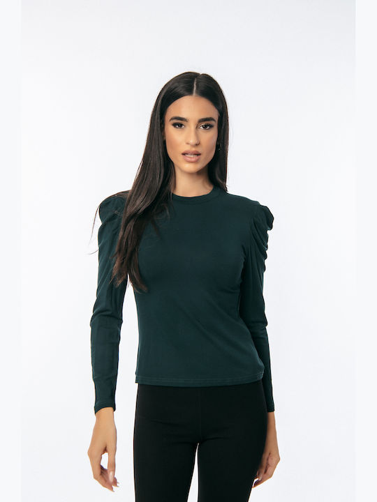 Γυναικεία Μπλούζα Off-Shoulder Μακρυμάνικη Πρασινο