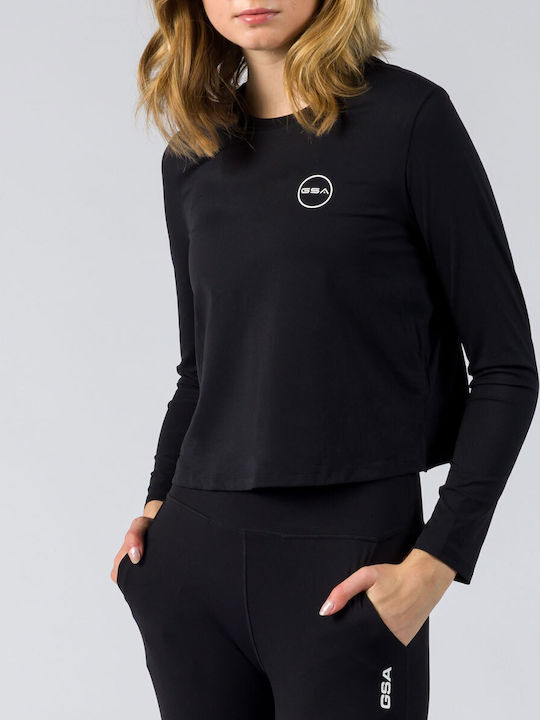 GSA Women's Athletic Crop Top Long Sleeve Black