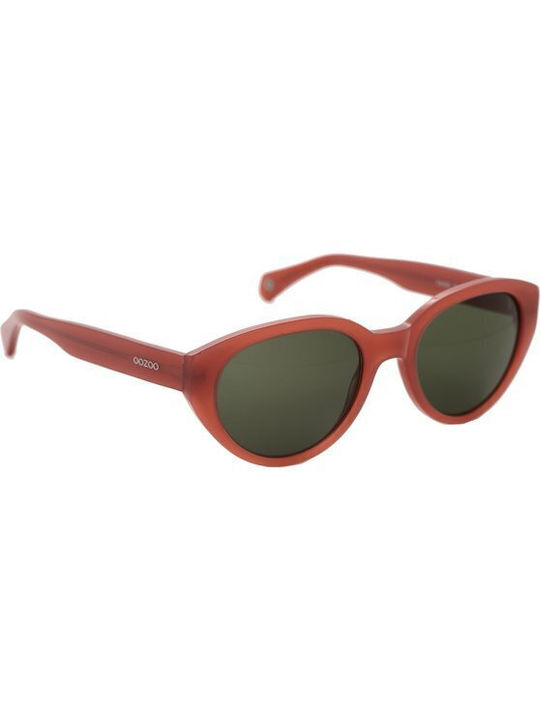 Oozoo Women's Sunglasses with Red Plastic Frame and Green Lens OSG006-C5