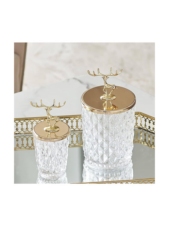 La Belle Maison Φοντανιέρα Glas mit Deckel 10x10x19cm Gold