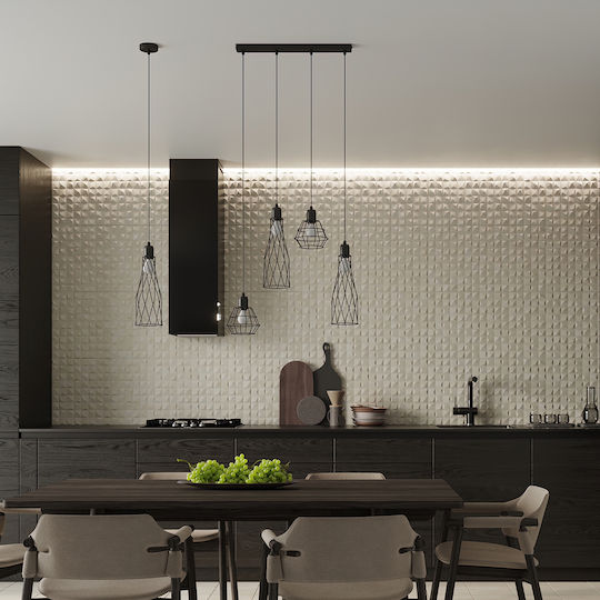 Sollux 1 Pendant Light Black with Socket E27 13x13x390cm