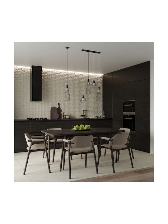 Sollux Pendant Light Black for 4 Bulbs E27 38x38x20cm