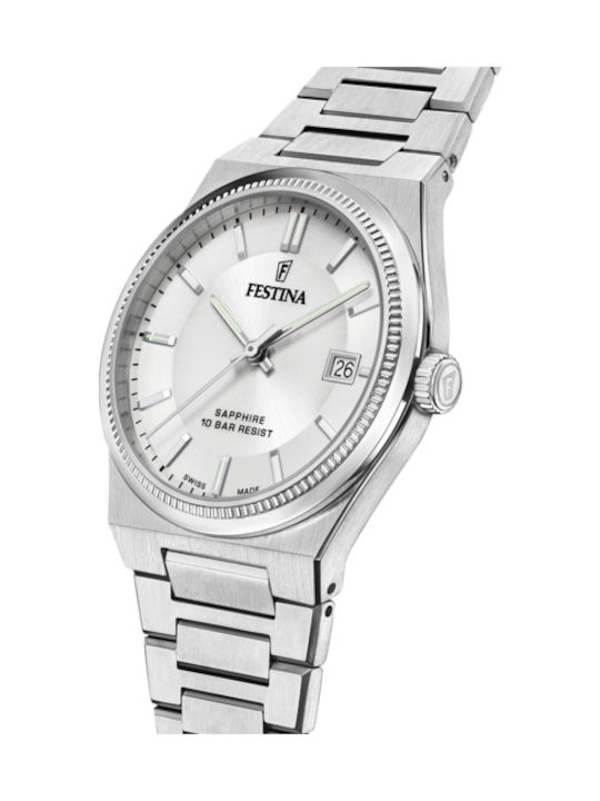 Festina Ρολόι Μπαταρίας με Μεταλλικό Μπρασελέ
