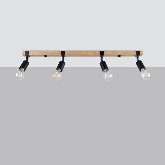 Sollux 4 Hängelampe Schwarz für 5 Lampen E27 10x82cm.