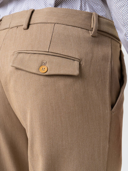Men's Elastic Beige Chino Trousers