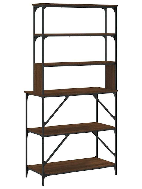 vidaXL Кухненски Метален Стелаж С 6 Позиции Кафяв 90x40x180см