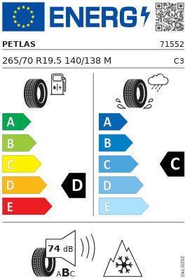 Petlas Rh100 265/70R19.5 140M Θερινό Λάστιχο Φορτηγού