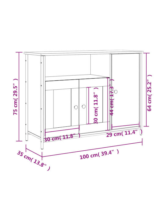 Bufet Stejar Sonoma 100x35x75cm