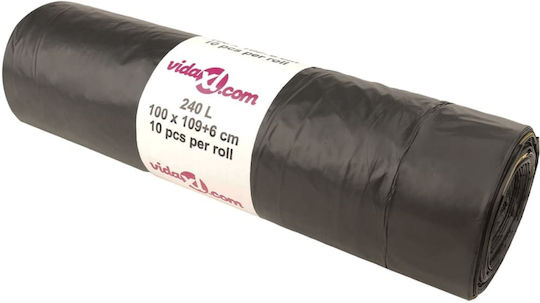 vidaXL Trash Bags Capacity 240lt with Drawstring 100x115cm 150pcs Black