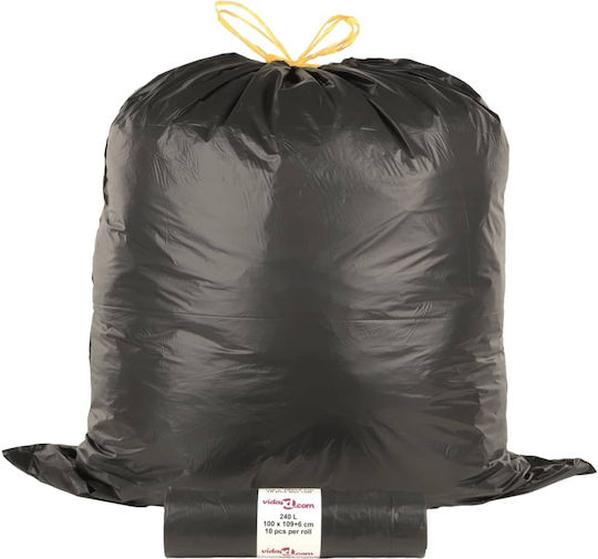 vidaXL Trash Bags Capacity 240lt with Drawstring 100x115cm 150pcs Black