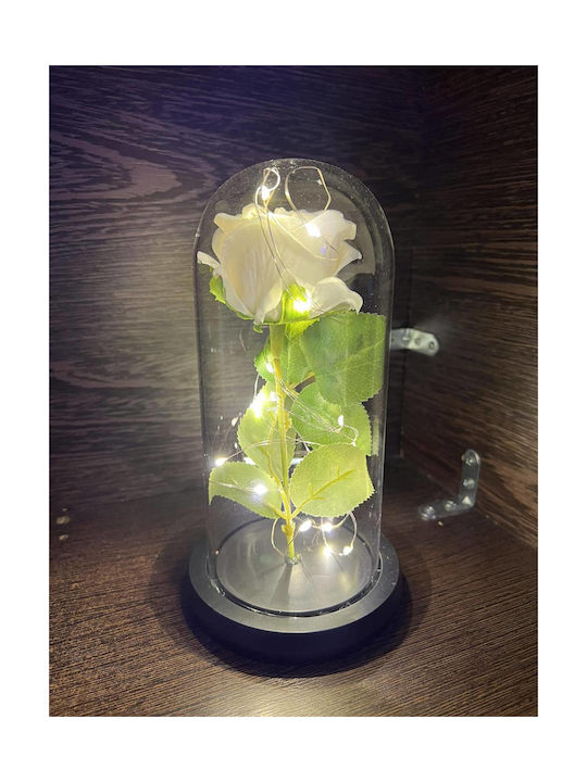 Trandafir Etern White 22cm în Yala cu LED