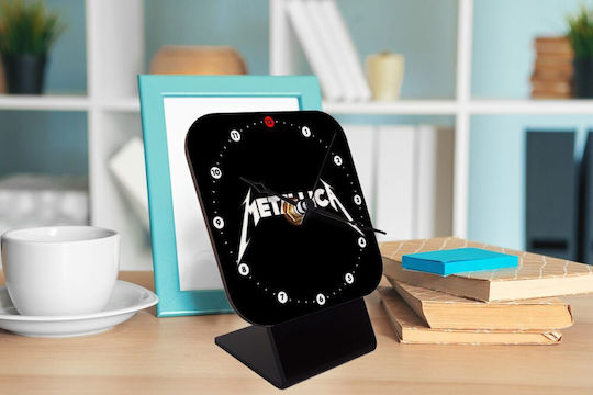 Koupakoupa Metallica Logo Tabletop Clock with Indicators Wooden Black KP 539 Clock Desk Square