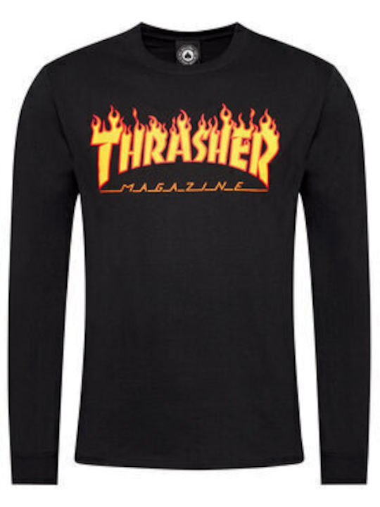 Flame Langarmbluse Schwarz