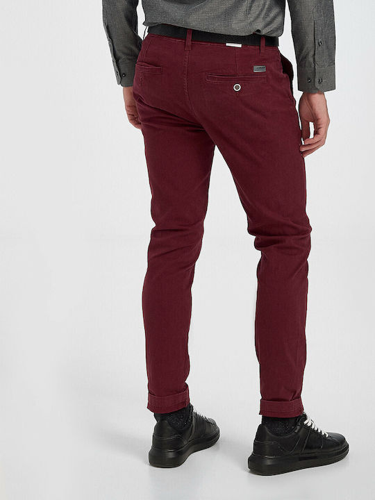 Trousers Chino Elastic in Slim Fit Bordeaux