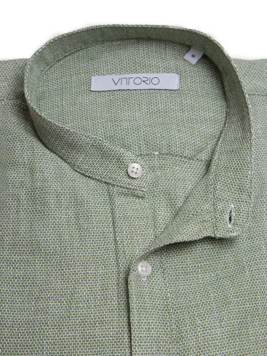 Vittorio Artist Men's Shirt Long Sleeve Linen Green