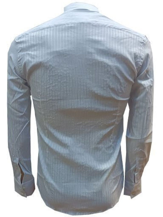 3B Groups Men's Shirt Long Sleeve Striped Light Blue