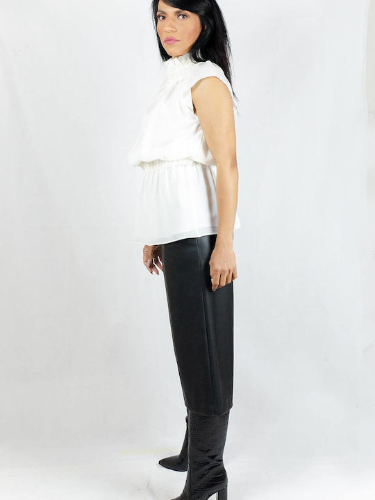 Avant Garde Women's Blouse Sleeveless White