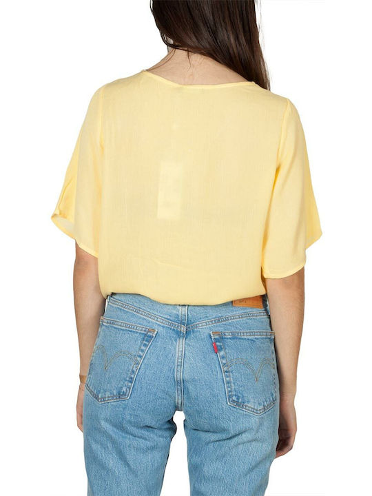 Rut & Circle Women's Summer Blouse Short Sleeve Yellow