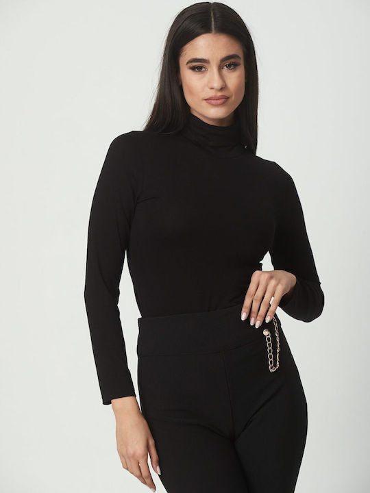 Women's Blouse Long Sleeve Turtleneck Black