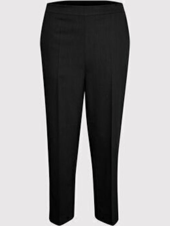 Damen Stoff Hose in Entspannter Passform Black.