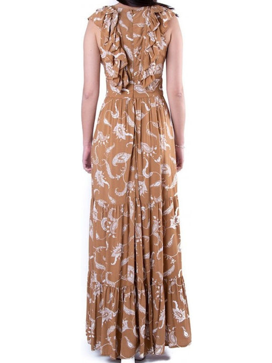 Sommer Maxi Kleid mit Rüschen Beige