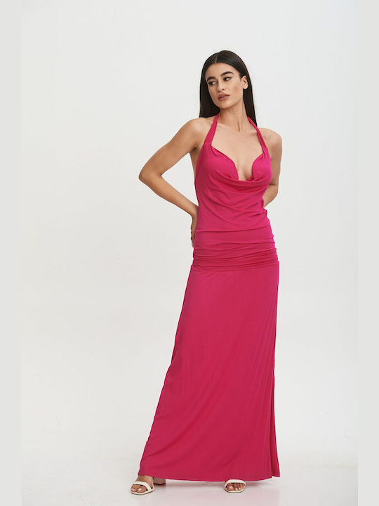 Lipsy London Καλοκαιρινό Maxi Βραδινό Φόρεμα Εξώπλατο Ροζ