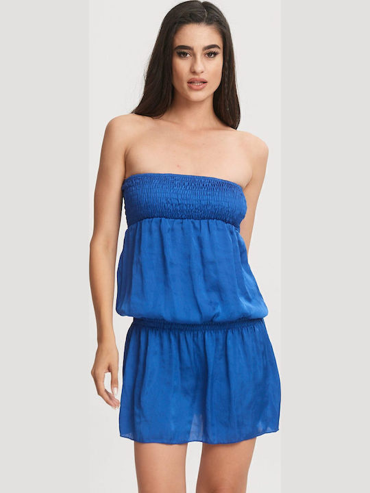 Sommer Mini Kleid mit Rüschen Royal Blue