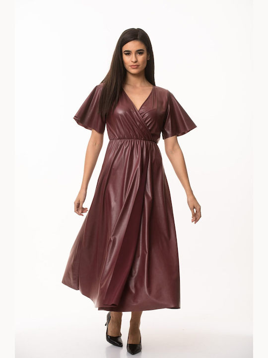 Ad'Oro Summer Midi Dress Wrap with Slit Bordeaux