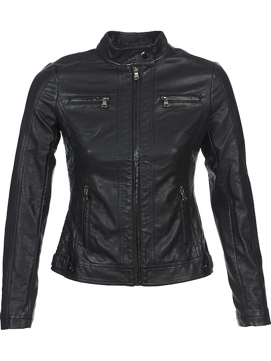 Puir Damen Biker Jacke Schwarz