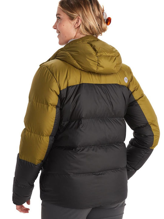 Marmot Women's Short Puffer Jacket Waterproof for Winter with Hood Black