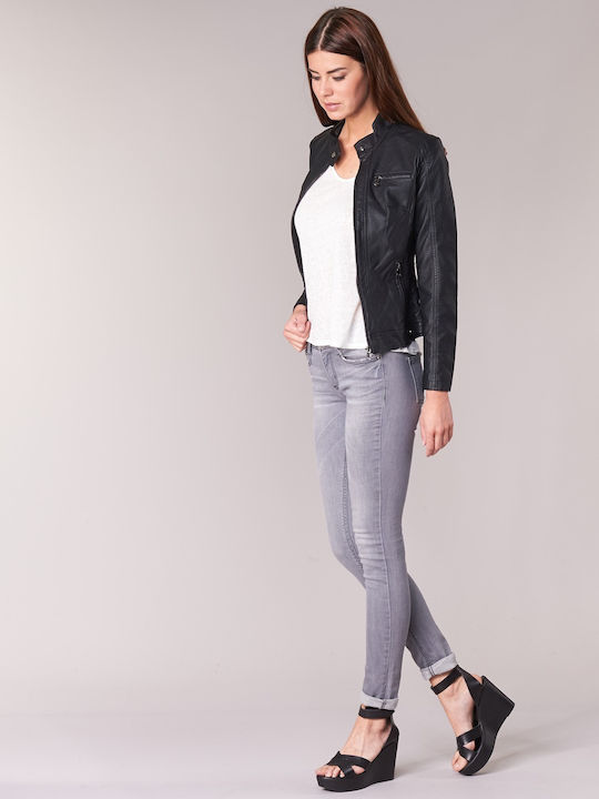 Puir Damen Biker Jacke Schwarz