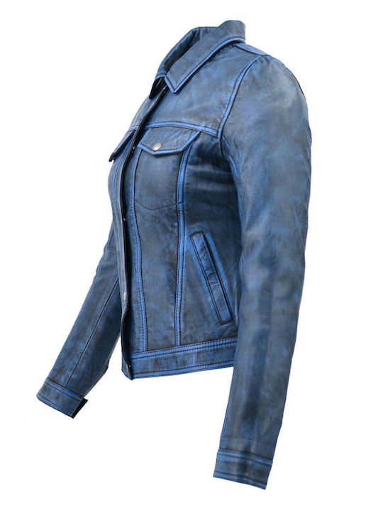 Δερμάτινα 100 Damen Bikerjacke Blau