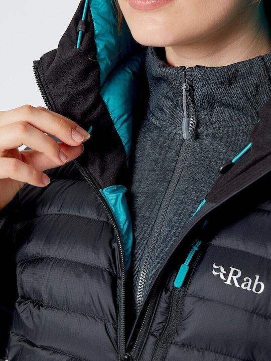Microlight Alpine Women's Long Puffer Jacket Waterproof and Windproof for Winter Black