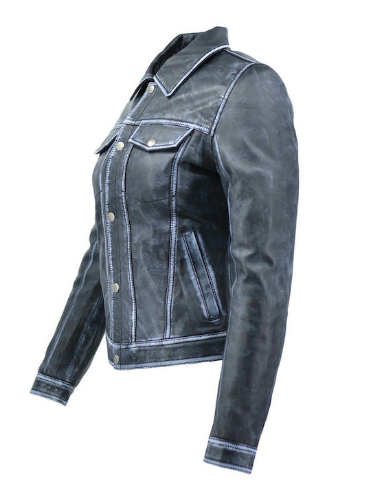 Dermatina 100 Women's Short Lifestyle Leather Jacket for Winter Black