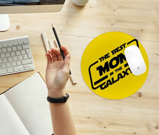 Koupakoupa Best Mom In Galaxy Mouse Pad (200mm) Κίτρινο KP_6569_MOUSEPAD-ROUND