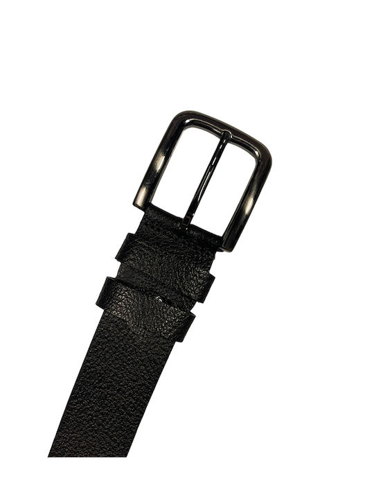 Men's Leather Wide Belt Black